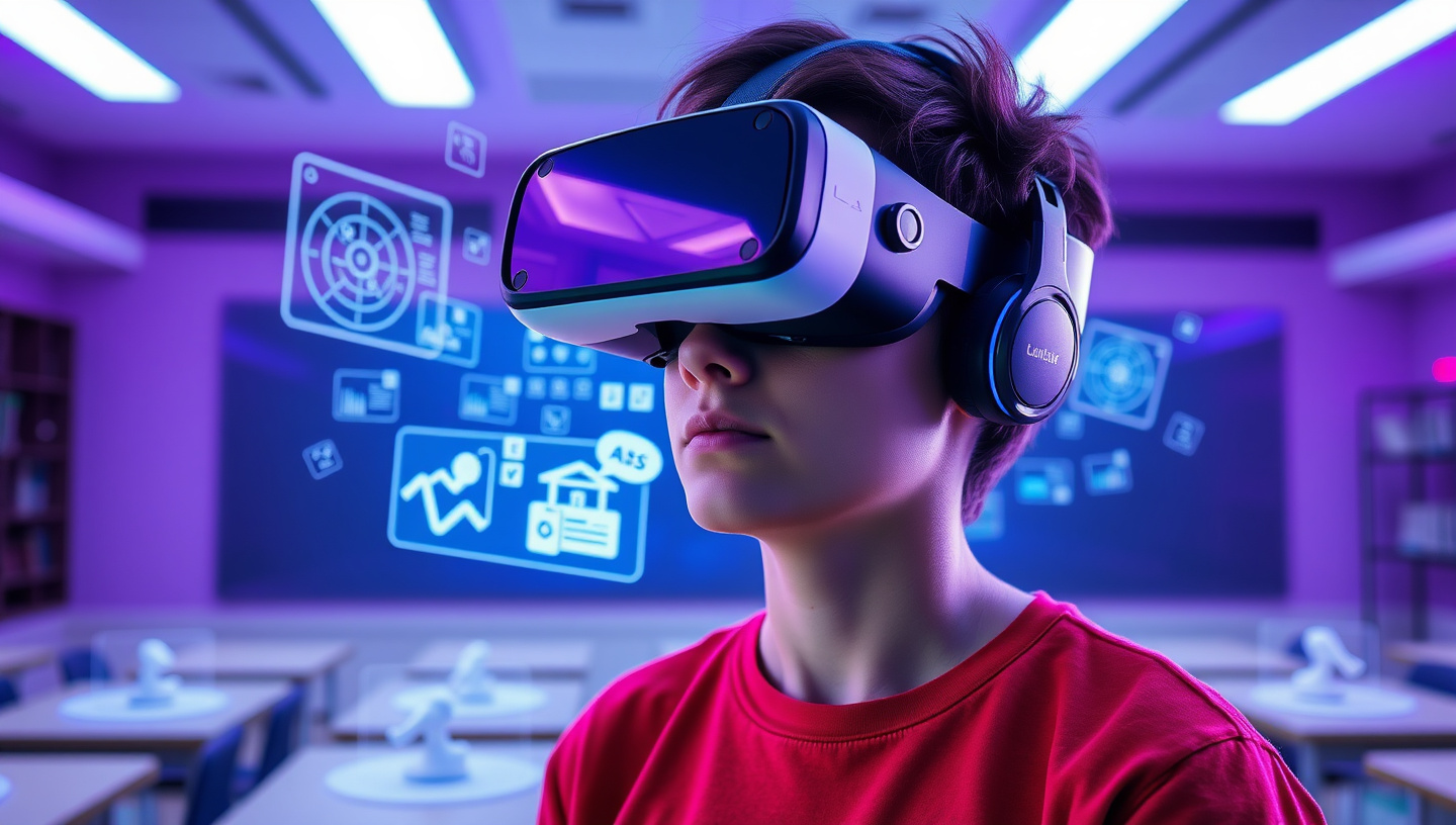 Student engaged in interactive online learning